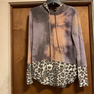 Tye Dye Leopard Hooded Top